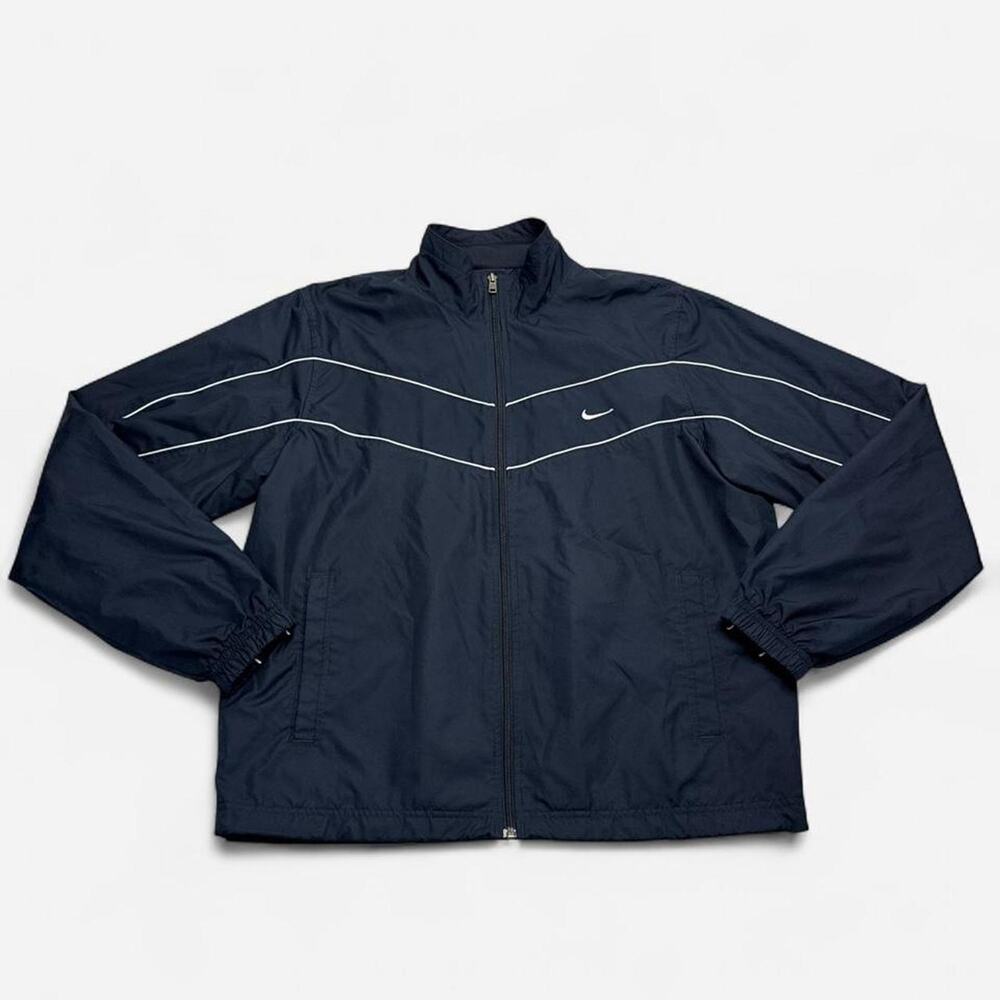 Nike Y2K Athletic Dept Navy Full Zip Windbreaker Jacket Men’s Large Mesh Lined - Picture 1 of 8